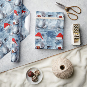 Süßer Santa Eichhörnchen Weihnachtsdecoupage oder Geschenkpapier