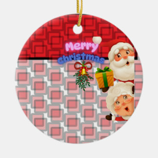 Süßer Santa & Mrs. Claus Frohe Weihnachtsgrüße  Keramik Ornament