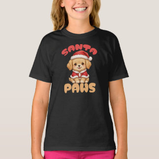 Süßer Santa Paws Weihnachten T-Shirt