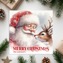 Süßer Santa Rudolph personalisiertes Weihnachtsrät Puzzle