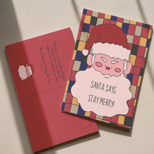 Süßer Santa sagt Bleib Frohe Feiertage Feiertagspostkarte