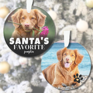 Süßer Santas Lieblings-Hundefoto Weihnachten Ornament