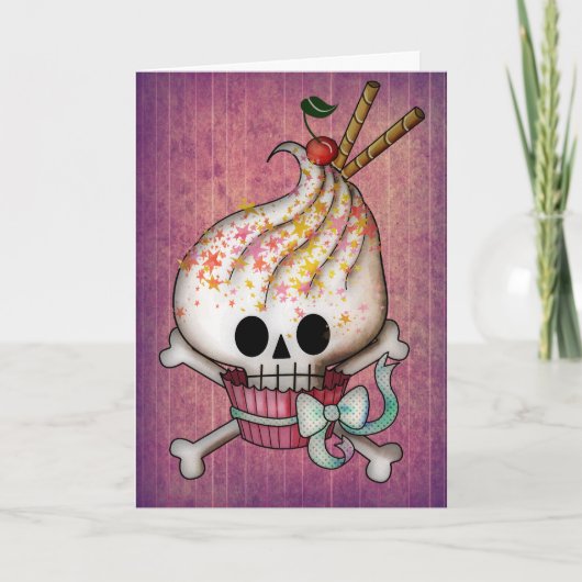 Süßer Schädel-kleiner Kuchen Karte (Vorderseite)