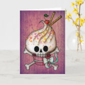 Süßer Schädel-kleiner Kuchen Karte (Gelbe Blume)