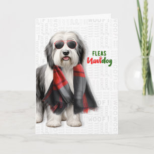 Süßer Schäferhund Lustige Flöhe Navidog Weihnachte Feiertagskarte