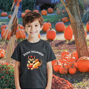 Süßer Schäferhund mit Hot-Dog-Kostüm Halloween Tri-Blend Shirt