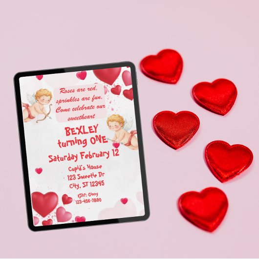 Süßer Schatz & Cupids 1. Geburtstag Einladung