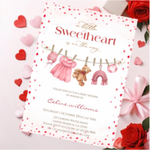 Süßer Schatz Valentinstag Wäscheleine Baby Shower Einladung