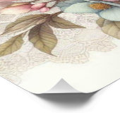 Süßer, schicker, Mädchenhafter Blumen- und Spitzen Poster (Ecke)