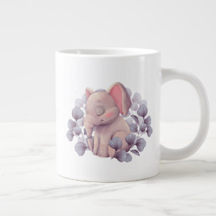 Süßer schlafender Baby-Elefant mit Blättern Illust Jumbo-Tasse
