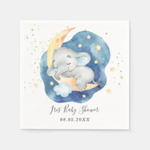 Süßer schlafender Baby-Elefant Mond Stern Junge Du Serviette