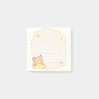 Süßer schlafender Bär Kawaii Wolken Notizblock