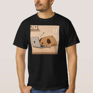 Süßer schlafender brauner Welpe, der auf dem Lapto T-Shirt