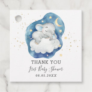 Süßer schlafender Elefant Sterne Baby Junge Danke Geschenkanhänger