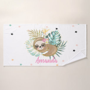 Süßer schlafender Faultier, Sterne, Prinzessin Badhandtuch Set