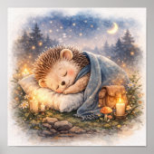 Süßer schlafender Igel für Kinder Poster (Vorne)
