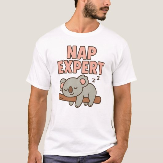 Süßer schlafender Koala “Napping-Experte” T-Shirt (Vorderseite)
