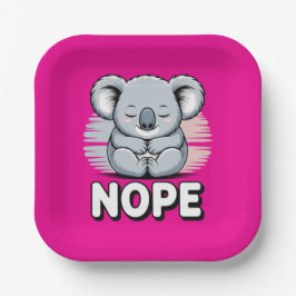 Süßer schlafender Koala “Nein” Lustige Cartoon Pappteller