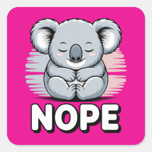Süßer schlafender Koala “Nein” Lustige Cartoon Quadratischer Aufkleber