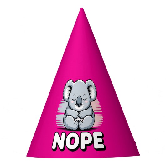 Süßer schlafender Koala “Nö” Lustiger Cartoon Partyhütchen (Vorderseite)