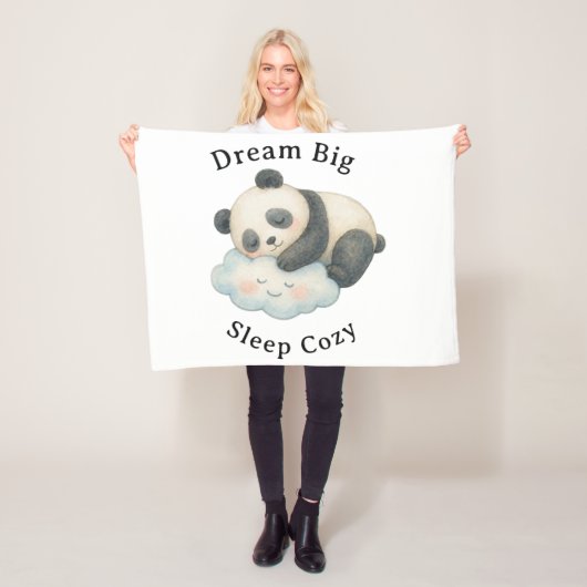 Süßer schlafender Panda auf Wolken-Wasserfarbe Fleecedecke (Beispiel)