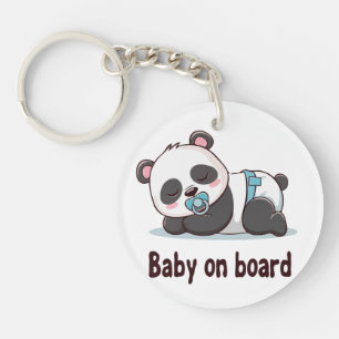 Süßer Schlafender Panda "Baby an Bord" Auto-Aufkle Schlüsselanhänger