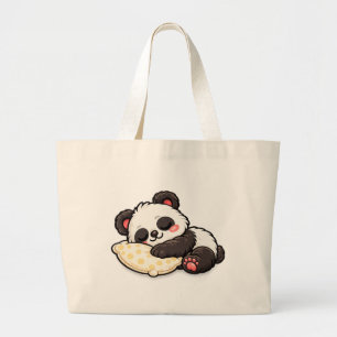 Süßer schlafender Panda mit Kissen Jumbo Stoffbeutel