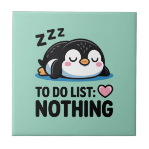 süßer schlafender Pinguin, To-Do-Liste nichts Fliese