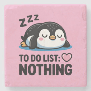 süßer schlafender Pinguin, To-Do-Liste nichts Steinuntersetzer