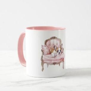 Süßer schlafender schwarzer Creme-Welpe Tasse