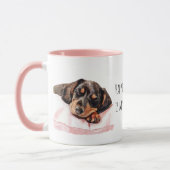 Süßer schlafender schwarzer Creme-Welpe Tasse (Links)