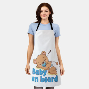 Süßer schlafender Teddybär Baby auf Bord Cartoon Schürze
