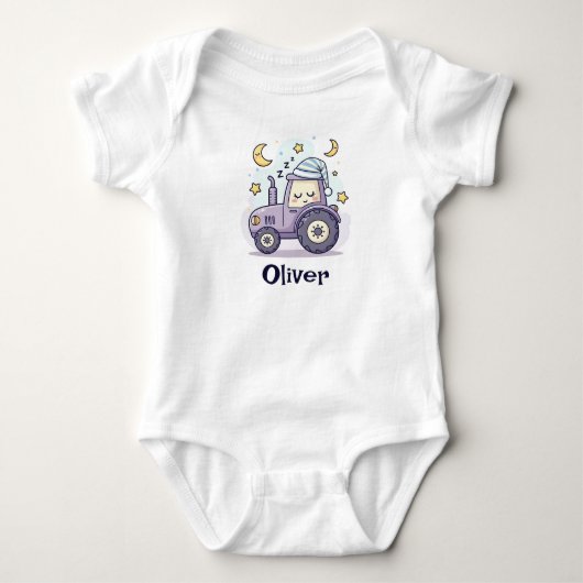 Süßer Schlafender Traktor Baby Strampler (Vorderseite)