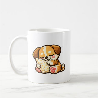 Süßer schlafender Welpe mit Kissen Kaffeetasse