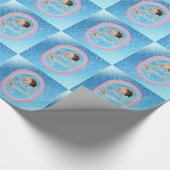 Süßer Schlafenengels-rosa Ordnungsnowy-Blau Geschenkpapier (Ecke)