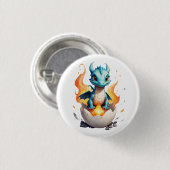 Süßer Schlüpfender Drache Fantasy-Button Button (Vorne & Hinten)