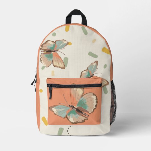 Süßer Schmetterling und florales Muster Rucksack (Vorderseite)