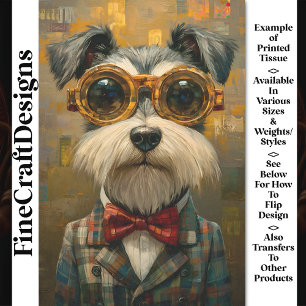 Süßer Schnauzer-Hund im Anzug und mit Sonnenbrille Seidenpapier