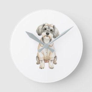 Süßer Schnauzer langohriger Hund Runde Wanduhr