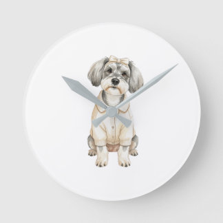 Süßer Schnauzer langohriger Hund Runde Wanduhr
