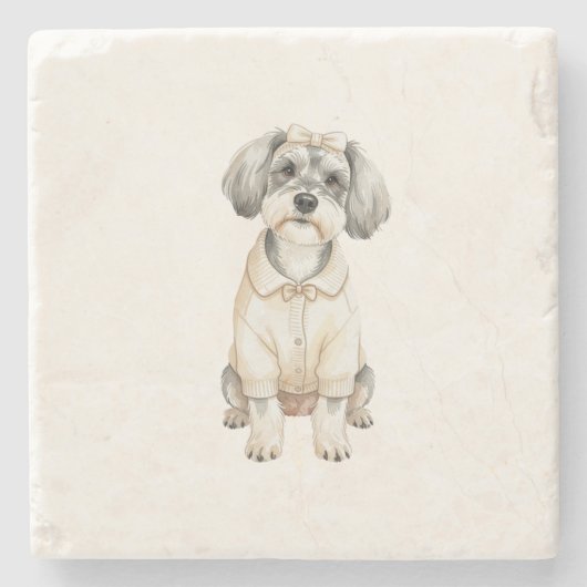 Süßer Schnauzer langohriger Hund Steinuntersetzer (Vorderseite)