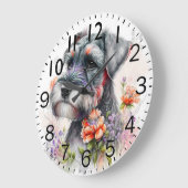 Süßer Schnauzer-Welpe Große Wanduhr (Winkel)