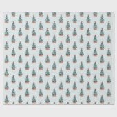 Süßer Schneebedeckter Weihnachtsbaum Geschenkpapier (Flach)