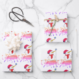 Süßer Schneemann Baby`s erstes Weihnachten Rosa Ba Geschenkpapier Set