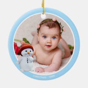 Süßer Schneemann & Benutzerdefiniertes Foto auf He Keramik Ornament
