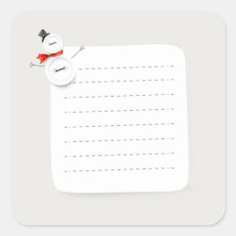Süßer Schneemann-Button-Design Feiertags-Notiz-Auf Quadratischer Aufkleber