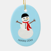 Süßer Schneemann-Feiertag Keramik Ornament (Hinten)