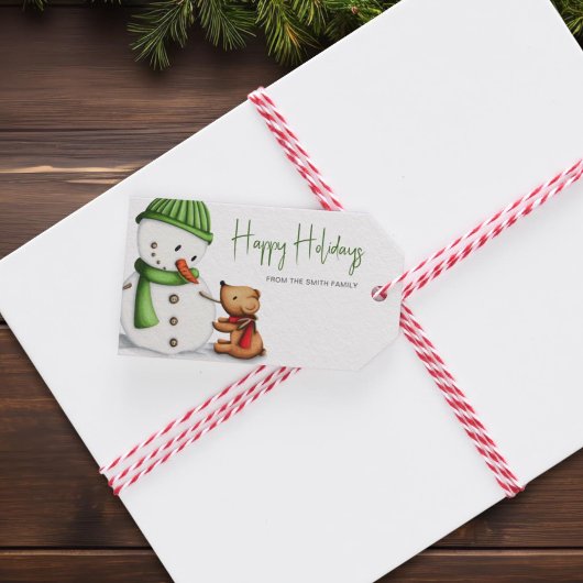 Süßer Schneemann Frohe Feiertage Geschenkanhänger