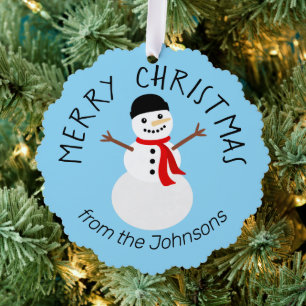 Süßer Schneemann Frohe Weihnachten Ornament Karte