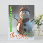 Süßer Schneemann, fröhlich und hell, Weihnachten  (Stehend Vorderseite)